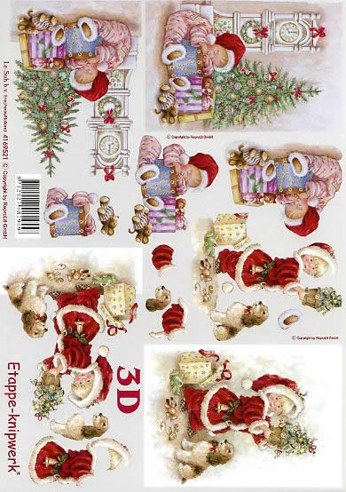 3D Bogen Weihnachtskind und Uhr - Format A4, Menschen - Kinder,  Weihnachten - Geschenke,  Weihnachten - Weihnachtsbaum,  Le Suh,  Weihnachten,  3D Bogen,  Weihnachtskind und Uhr