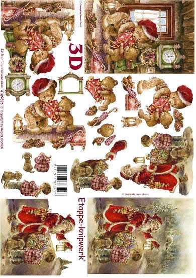 3D Bogen Weihnachtsbär + Mann - Format A4, Menschen - Kinder,  Winter - Schnee,  Weihnachten - Weihnachtsmann,  Le Suh,  Weihnachten,  3D Bogen,  Weihnachtsbär,  Geschenke
