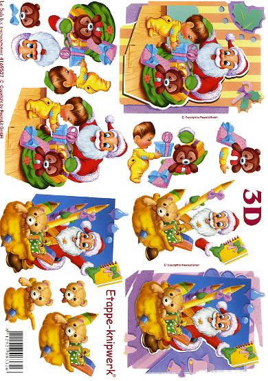 3D Bogen Weihnachtsmann + Bleistifte - Format A4, Weihnachten - Geschenke,  Menschen - Kinder,  Weihnachten - Weihnachtsmann,  Le Suh,  Weihnachten,  3D Bogen,  Spielzeug