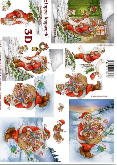 3D Bogen Weinachtsmann - Format A4, Weihnachten - Geschenke,  Winter - Schnee,  Weihnachten - Weihnachtsmann,  Le Suh,  Weihnachten,  3D Bogen,  Spielzeug,  Laterne,  Tiere