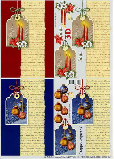 3D Bogen Karte mit Aufschriften - Format A4, Weihnachten - Weihnachtsstern,  Weihnachten - Kerzen,  Weihnachten - Baumschmuck,  Le Suh,  Weihnachten,  3D Bogen,  Karte mit Labels,  Christrosen
