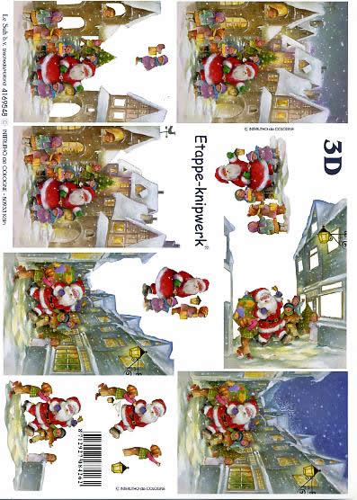 3D Bogen Weihnachten in der Stadt - Format A4, Winter - Schnee,  Menschen - Kinder,  Weihnachten - Weihnachtsmann,  Le Suh,  Weihnachten,  3D Bogen,  Weihnachten in der Stadt,  Winterlandschaft,  Weihnachtsbaum