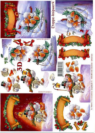 3D Bogen  - Format A4, Tiere -  Sonstige,  Sonstiges - Comic / Ulk,  Le Suh,  Winter - Schnee,  Winter,  3D Bogen