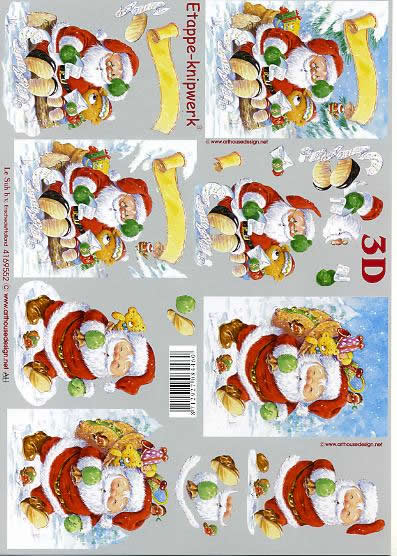 3D Bogen Weihnachtsmann + Bärchen - Format A4, Weihnachten - Geschenke,  Winter - Schnee,  Weihnachten - Weihnachtsmann,  Le Suh,  Weihnachten,  3D Bogen,  Spielzeug,  Weihnachtsbär