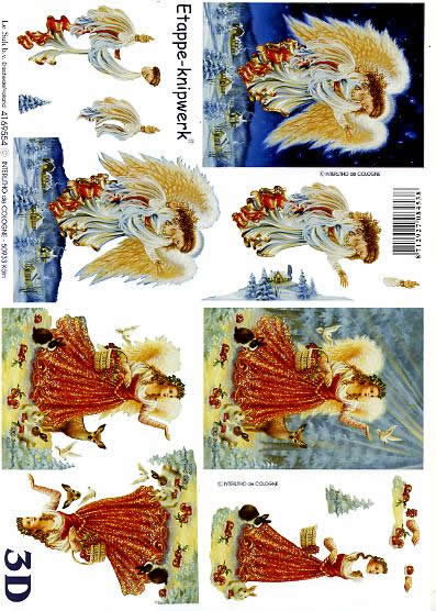 3D Bogen Engel - Format A4, Tiere - Reh / Hirsch,  Weihnachten - Engel,  Winter - Schnee,  Le Suh,  Weihnachten,  3D Bogen,  Winterlandschaft