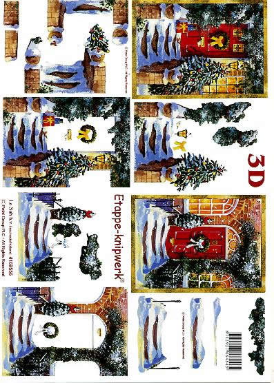 3D Bogen Weihnachtstür - Format A4, Weihnachten - Adventskranz,  Weihnachten - Weihnachtsbaum,  Winter - Schnee,  Le Suh,  Weihnachten,  3D Bogen,  Weihnachtstür