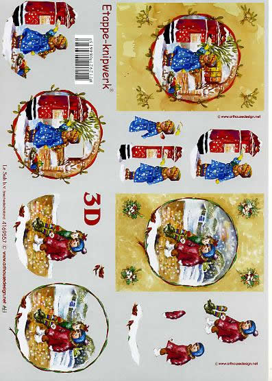 3D Bogen Kinder im Winter - Format A4,  Menschen - Kinder,  Winter - Schnee,  Le Suh,  Winter,  3D Bogen,  Kinder im Winter,  Briefkasten