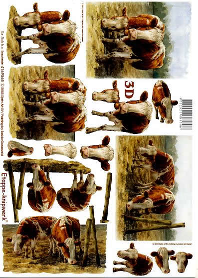 3D Bogen Kühe - Format A4,  Tiere - Kühe,  Tiere -  Sonstige,  Le Suh,  3D Bogen,  Bauernhof