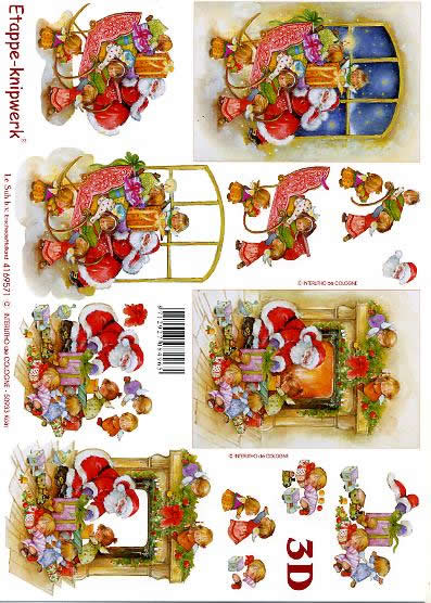 3D Bogen  - Format A4, Weihnachten - Geschenke,  Menschen - Kinder,  Weihnachten - Weihnachtsmann,  Le Suh,  Weihnachten,  3D Bogen