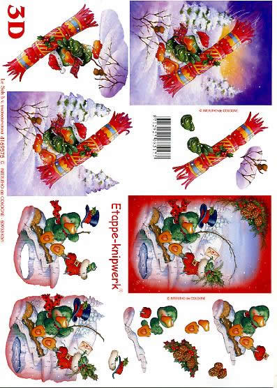 3D Bogen  - Format A4,  Tiere -  Sonstige,  Sonstiges - Comic / Ulk,  Le Suh,  Winter,  3D Bogen