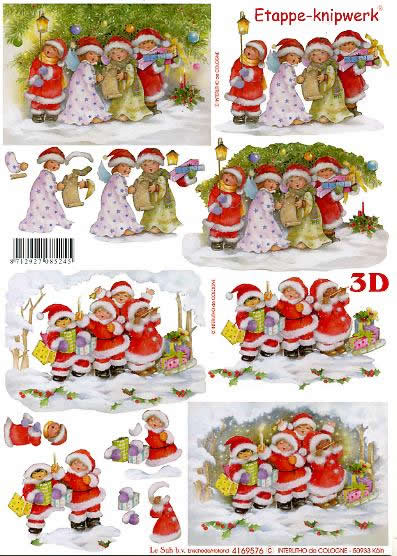 3D Bogen Singende Kinder - Format A4, Menschen - Kinder,  Weihnachten - Geschenke,  Winter - Schnee,  Le Suh,  Weihnachten,  3D Bogen,  Singende Kinder,  Weihnachtskinder,  Engel