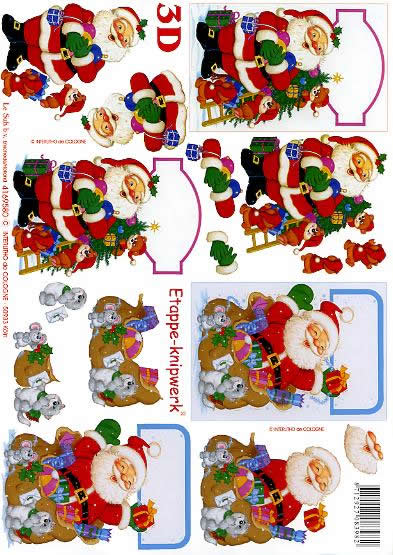 3D Bogen  - Format A4,  Weihnachten - Weihnachtsmann,  Le Suh,  Weihnachten,  3D Bogen