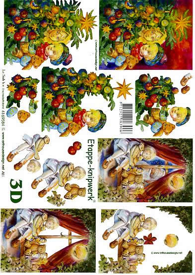 3D Bogen  - Format A4, Spielsachen - Puppen,  Menschen - Kinder,  Weihnachten - Weihnachtsbaum,  Le Suh,  Weihnachten,  3D Bogen