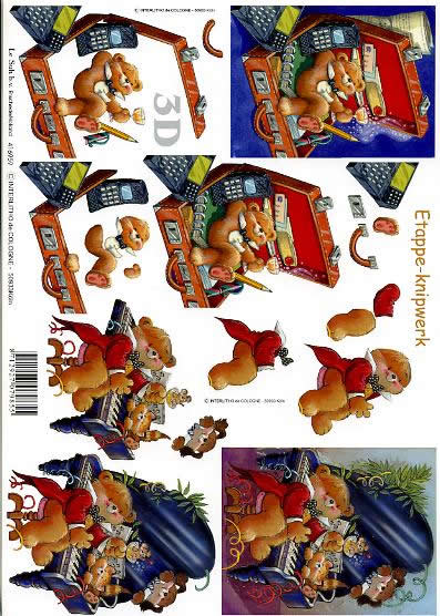 3D Bogen Flügel+Koffer - Format A4, Sonstiges -  Sonstiges,  Tiere - Bären,  Tiere -  Sonstige,  Le Suh,  3D Bogen,  Flügel+Koffer