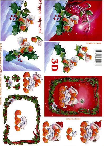 3D Bogen  - Format A4,  Sonstiges - Comic / Ulk,  Pflanzen - Ilex,  Le Suh,  Weihnachten,  3D Bogen