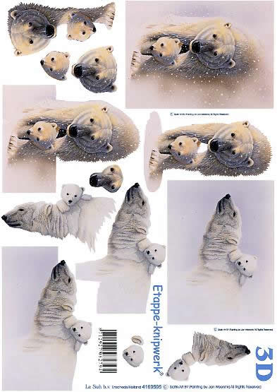 3D Bogen Polarbären - Format A4,  Tiere - Bären,  Tiere -  Sonstige,  Le Suh,  3D Bogen,  Polarbären