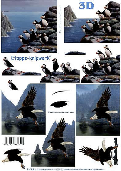 3D Bogen Papageitaucher + Adler - Format A4,  Tiere -  Sonstige,  Le Suh,  Frühjahr,  3D Bogen,  Papageitaucher + Adler