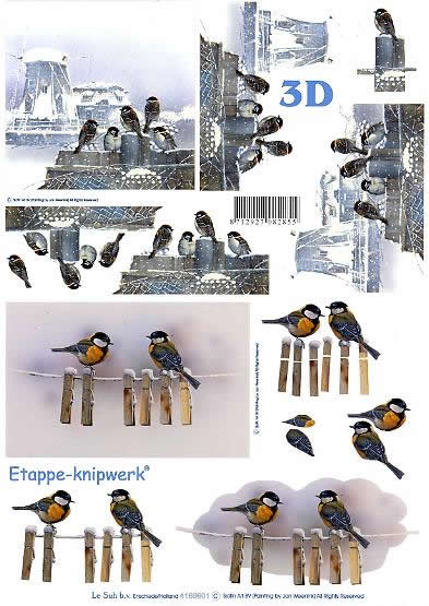 3D Bogen Vögel im Schnee - Format A4, Tiere -  Sonstige,  Tiere - Vögel,  Winter - Schnee,  Le Suh,  Weihnachten,  3D Bogen,  Vögel im Schnee