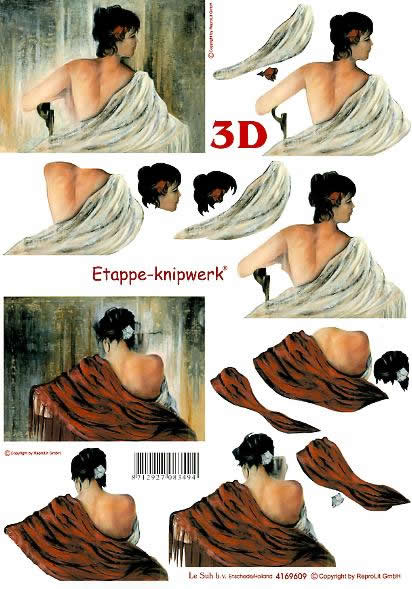 3D Bogen Frauen (Rücken) Porträt - Format A4,  Sonstiges - Bilder / Gemälde,  Menschen - Personen,  Le Suh,  3D Bogen,  Frauen (Rücken) Porträt