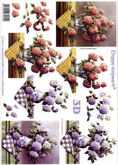 3D Bogen Hortensia II - Format A4,  Blumen -  Sonstige,  Le Suh,  Frühjahr,  3D Bogen,  Hortensia II,  Blumen in Vase