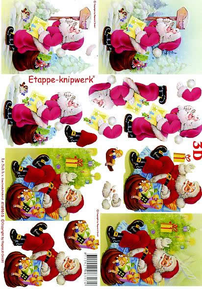 3D Bogen  - Format A4,  Weihnachten - Geschenke,  Weihnachten - Weihnachtsmann,  Le Suh,  Weihnachten,  3D Bogen