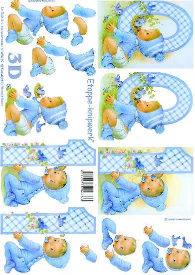 3D Bogen Blau 0 - 1 Jahre - Format A4, Menschen - Babys,  Ereignisse - Feier,  Ereignisse - Geburt,  Le Suh,  3D Bogen,  Blau 0-1 Jahre