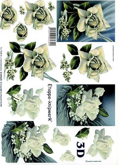 3D Bogen Weiße Rosen - Format A4,  Blumen - Rosen,  Blumen -  Sonstige,  Le Suh,  3D Bogen,  Weiße Rosen