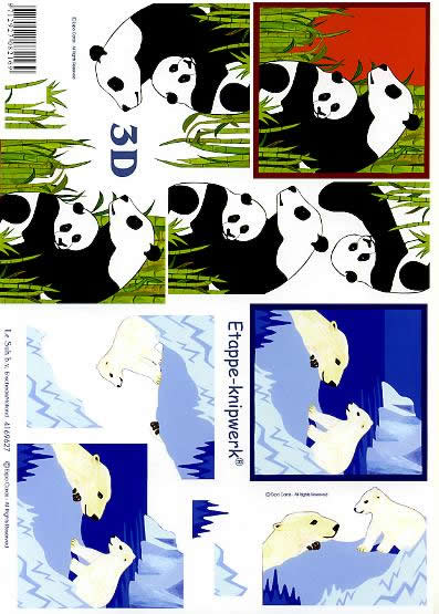 3D Bogen  - Format A4, Pflanzen,  Sommer,  Tiere - Bären,  Le Suh,  Winter,  3D Bogen,  Eisbären,  Pandas,  Bambus