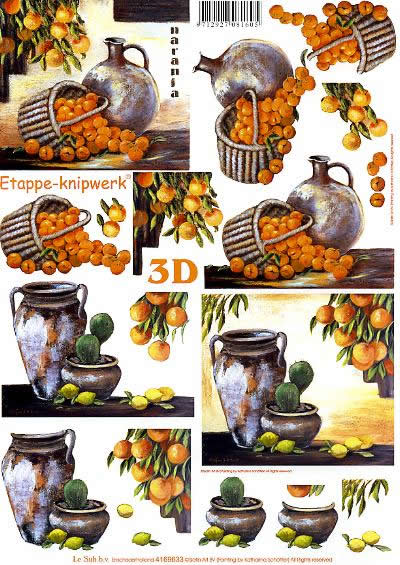 3D Bogen Apfelsinen - Format A4,  Regionen - Mediteran,  Früchte -  Sonstige,  Le Suh,  3D Bogen,  Apfelsinen,  Orangen,  Zitronen,  Kaktus