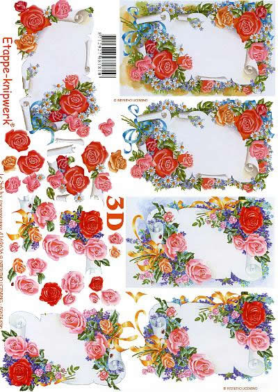 3D Bogen Rosen - Format A4, Ereignisse -  Sonstige,  Blumen - Rosen,  Blumen -  Sonstige,  Le Suh,  Sommer,  3D Bogen,  Blumenbortenn Für karten,  Urkunde