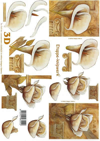 3D Bogen Kondolenz - Format A4,  Blumen - Rosen,  Blumen -  Sonstige,  Le Suh,  3D Bogen,  Kondolenz,  Trauer