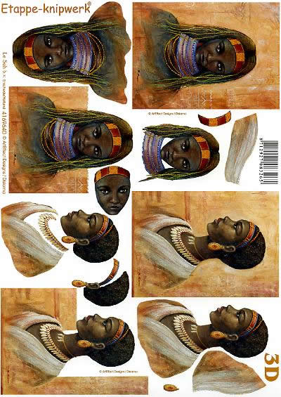 3D Bogen Negerin - Format A4,  Menschen - Personen,  Regionen - Afrika,  Le Suh,  3D Bogen,  Negerin