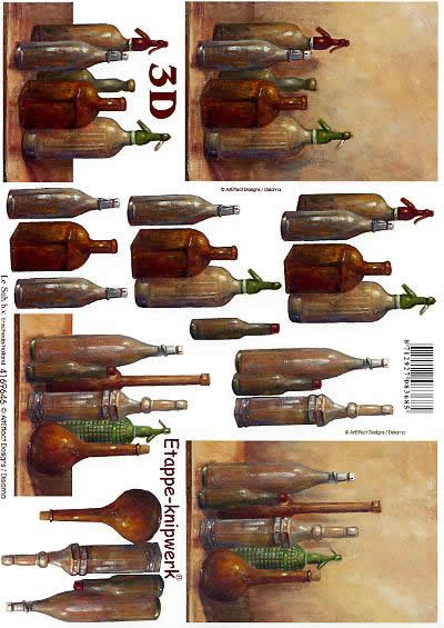 3D Bogen Flaschen - Format A4,  Sonstiges -  Sonstiges,  Getränke -  Sonstige,  Le Suh,  3D Bogen,  Flaschen