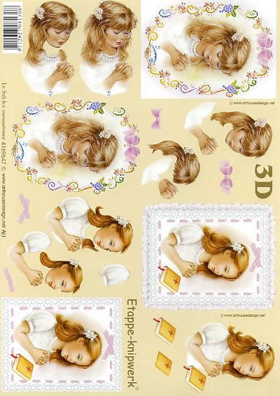 3D Bogen Betendes Mädchen - Format A4, Menschen - Kinder,  Ereignisse - Kommunion,  Ereignisse -  Sonstige,  Le Suh,  3D Bogen,  Betendes Mädchen,  Religion,  Bibel,  Konfirmation