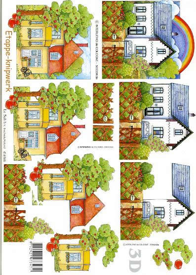 3D Bogen Haus - Format A4,  Sonstiges -  Sonstiges,  Blumen -  Sonstige,  Le Suh,  3D Bogen,  Haus,  Regenbogen,  Baum,  Umzug
