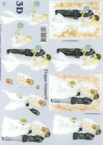 3D Bogen Brautpaar - Format A4,  Ereignisse - Hochzeit,  Ereignisse -  Sonstige,  Le Suh,  3D Bogen,  Brautpaar,  Hochzeit , Blumenstrauß