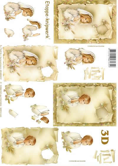 3D Bogen Betende Jungen+Mädchen - Format A4, Menschen - Kinder,  Ereignisse - Kommunion,  Blumen -  Sonstige,  Le Suh,  3D Bogen,  Betende Jungen+Mädchen,  Konfirmation,  Bibel,  Religion