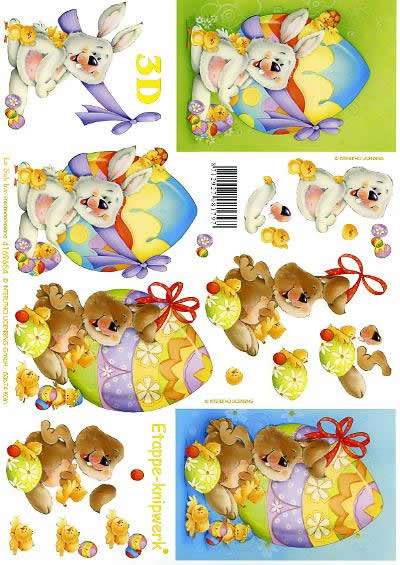 3D Bogen Osterhase + Osterei - Format A4, Ostern - Ostereier,  Le Suh,  Ostern,  3D Bogen,  Osterhase + Osterei