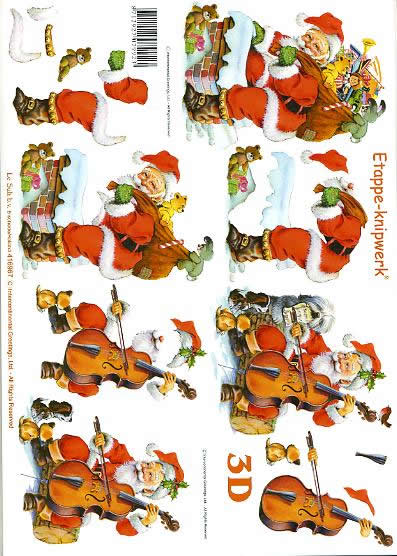 3D Bogen Weihnachtsmann - Format A4, Sonstiges - Musik,  Weihnachten - Geschenke,  Weihnachten - Weihnachtsmann,  Le Suh,  Weihnachten,  3D Bogen,  Spielzeug,  Instromente,  Ilex