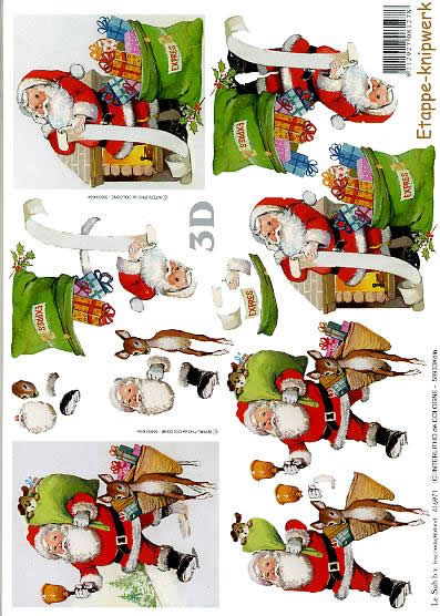 3D Bogen Weihnachtsmann - Format A4, Weihnachten - Geschenke,  Tiere - Reh / Hirsch,  Weihnachten - Weihnachtsmann,  Le Suh,  Weihnachten,  3D Bogen,  Spielzeug