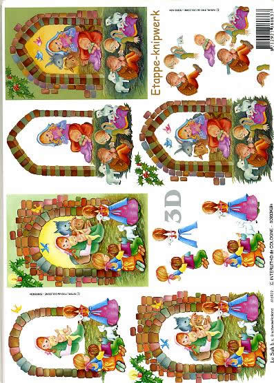 3D Bogen Weihnachtskrippe - Format A4, Menschen - Kinder,  Tiere -  Sonstige,  Menschen - Personen,  Le Suh,  Weihnachten,  3D Bogen,  Weihnachtskrippe