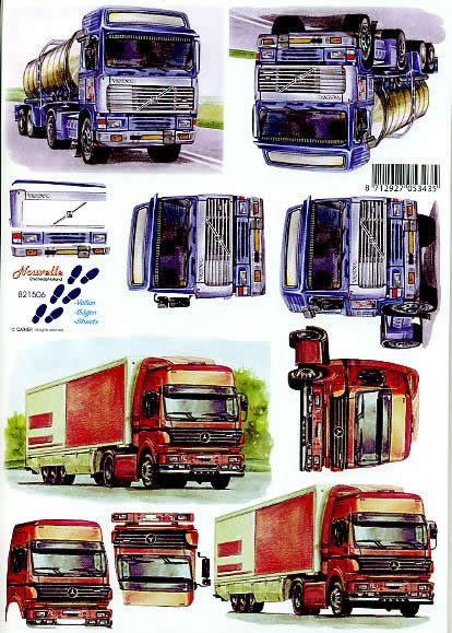 3D Bogen LKWs - Format A4,  Fahrzeuge - Baufahrzeuge,  Fahrzeuge -  Sonstige,  Le Suh,  3D Bogen,  LKWs