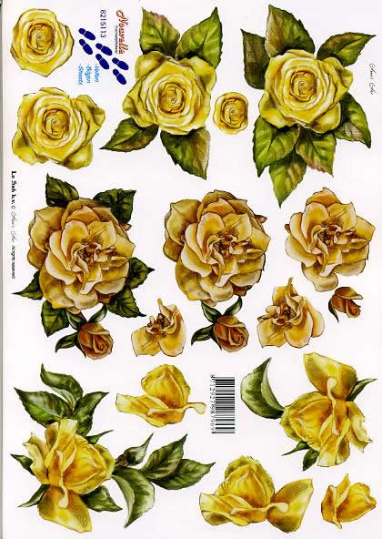 3D Bogen Rosen - gelb - Format A4, Blumen - Rosen,  Blumen,  Blumen -  Sonstige,  Le Suh,  Sommer,  3D Bogen,  Gelbe Rosen