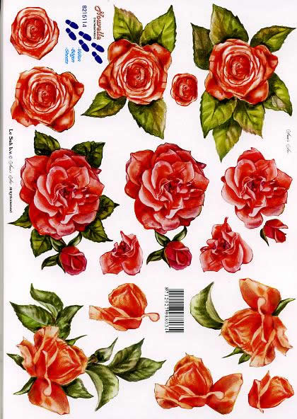 3D Bogen Rosen - rot - Format A4, Blumen - Rosen,  Blumen,  Blumen -  Sonstige,  Le Suh,  Sommer,  3D Bogen,  Rote Rosen