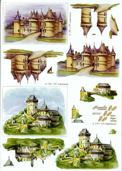3D Bogen Schlösser - Format A4,  Sonstiges - Märchen,  Sonstiges -  Sonstiges,  Le Suh,  3D Bogen,  Schlösser,  Gebäude