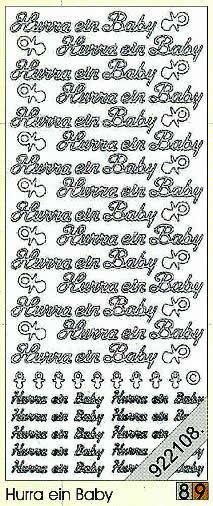 1 Stickers - 10 x 23 cm 0428 - Hurra ein Baby - gold, Farbe - gold,  Ereignisse - Geburt,  Art - Stickers normal,  Jahreszeit - Everyday,  0428 - Hurra ein Baby,  Schriften