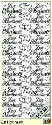 1 Stickers - 10 x 23 cm 0403 - zur Hochzeit - silber, Ereignisse - Hochzeit,  Farbe - silber,  Art - Stickers normal,  Jahreszeit - Everyday,  0403 - zur Hochzeit,  Schriften,  Herzen
