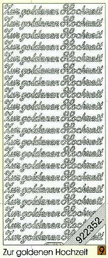 1 Stickers - 10 x 23 cm 0433 - Zur goldenen Hochzeit - gold, Ereignisse - Hochzeit,  Farbe - gold,  Art - Stickers normal,  Jahreszeit - Everyday,  0433 - Zur goldenen Hochzeit,  Schriften