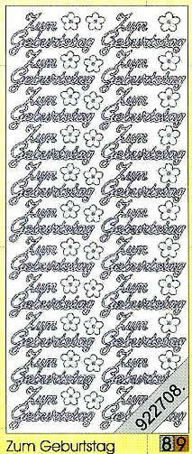 1 Stickers - 10 x 23 cm 0401 - Zum Geburtstag - gold, Farbe - gold,  Art - Stickers normal,  Jahreszeit - Everyday,  0401 - Zum Geburtstag,  Schriften,  Blumen