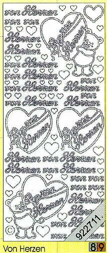1 Stickers - 10 x 23 cm 0406 - von Herzen - silber, Ereignisse - Sonstige,  Farbe - silber,  Art - Stickers normal,  Jahreszeit - Everyday,  0406 - von Herzen,  Schriften,  Bärchen,  Herzen,  Geburtstag